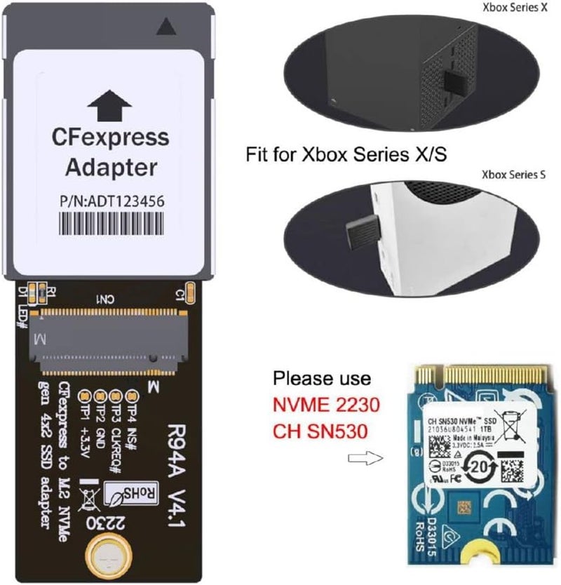 Cablecc Type-B CF-Express to NVMe 2230 M.2 M-Key CH SN530 SSD Adapter CFE for Xbox Series X&S PCIe4.0 Expansion Memory Card - Image 4